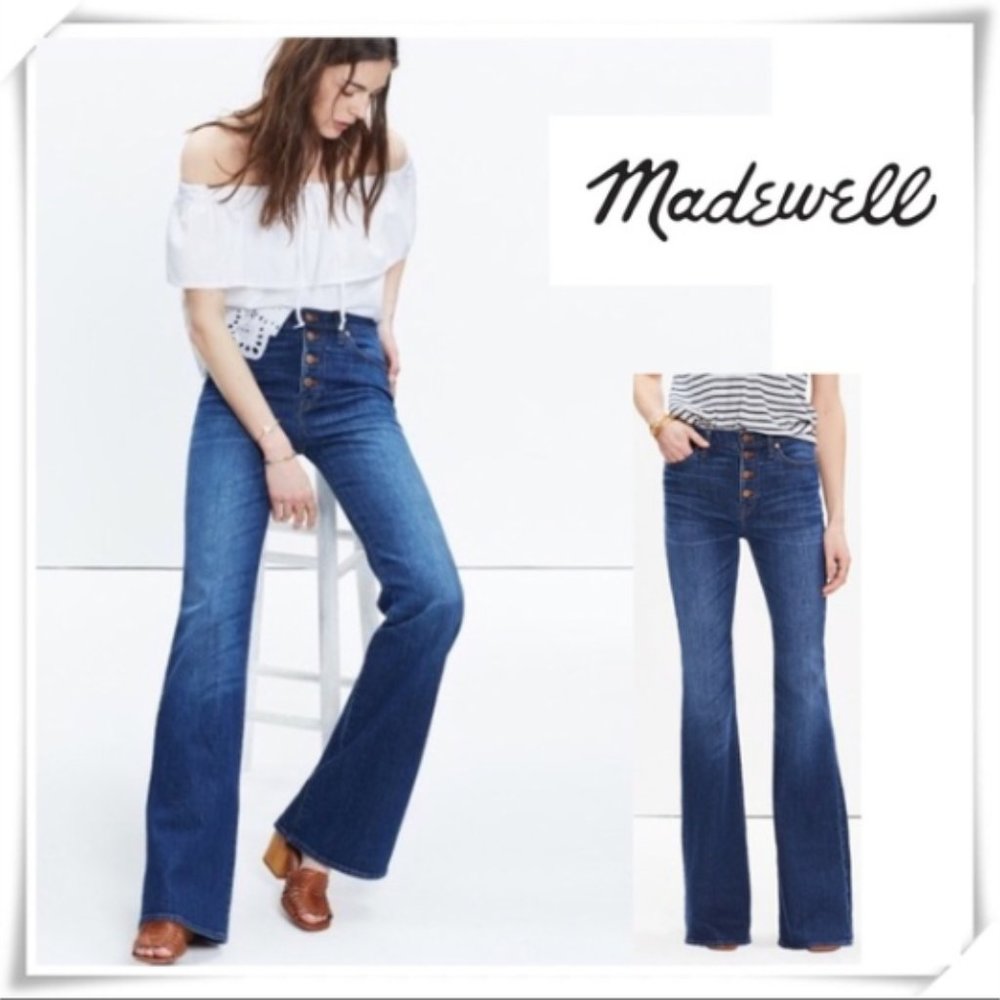 Madewell Flea Market Flare Button Fly Mid Wash Jeans Size 29